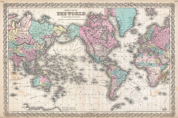 Colton's Map of the World on Mercator's Projection, 1855