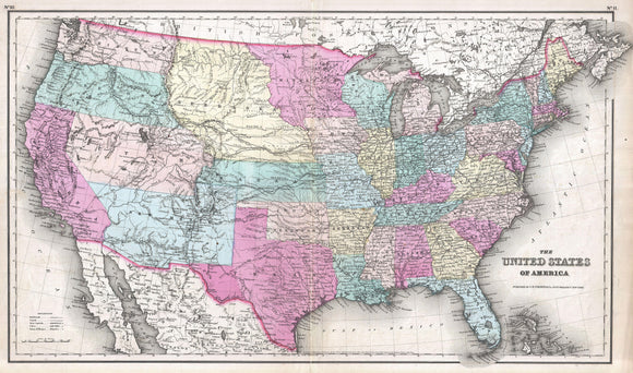 The United States of America Map, 1857