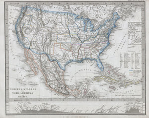 Map of the United States, Mexico and the West Indies, 1862
