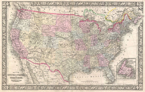 Map of the United States and Territories together with Canada, 1866