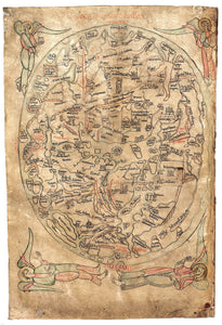12th Century Henry of Mainz World Map from Imago Mundi or The Sawley Map, 1190